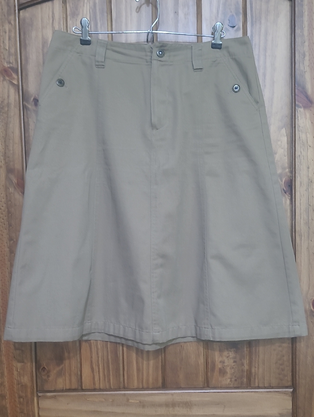 White Stag A-Line Skirt in Khaki. Size 12